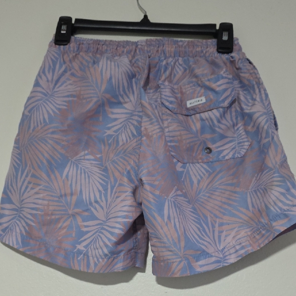 Men's Pastel Blue & Pink Tropical Swim Trunks - Picture 3 of 5
